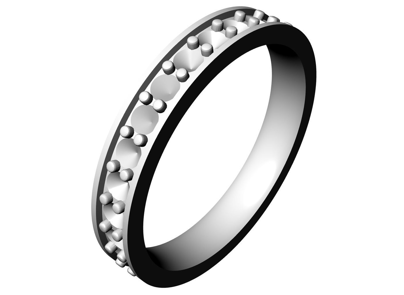 Eternity diamond ring 1row 3D print model_4