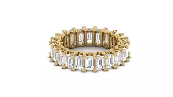 U  Shape Emerald  Diamond Ring