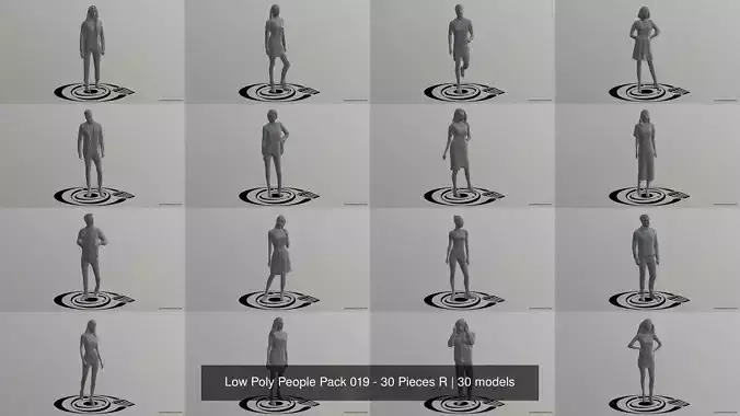 Low Poly People Pack 019 - 30 Pieces R 3D Model Collection