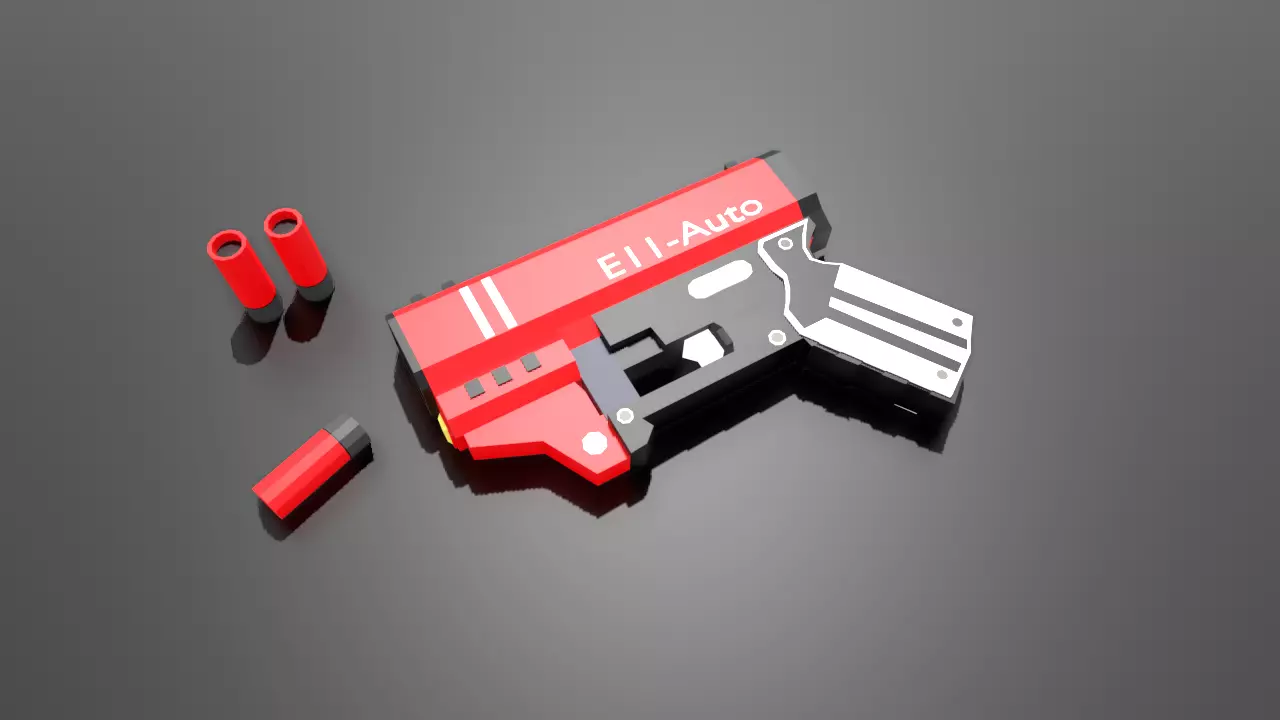 Sci fi Gun pistol Low-poly 3D model_0