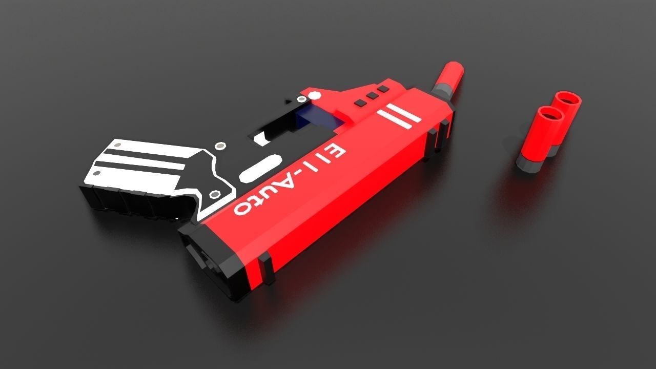 Sci fi Gun pistol Low-poly 3D model_1