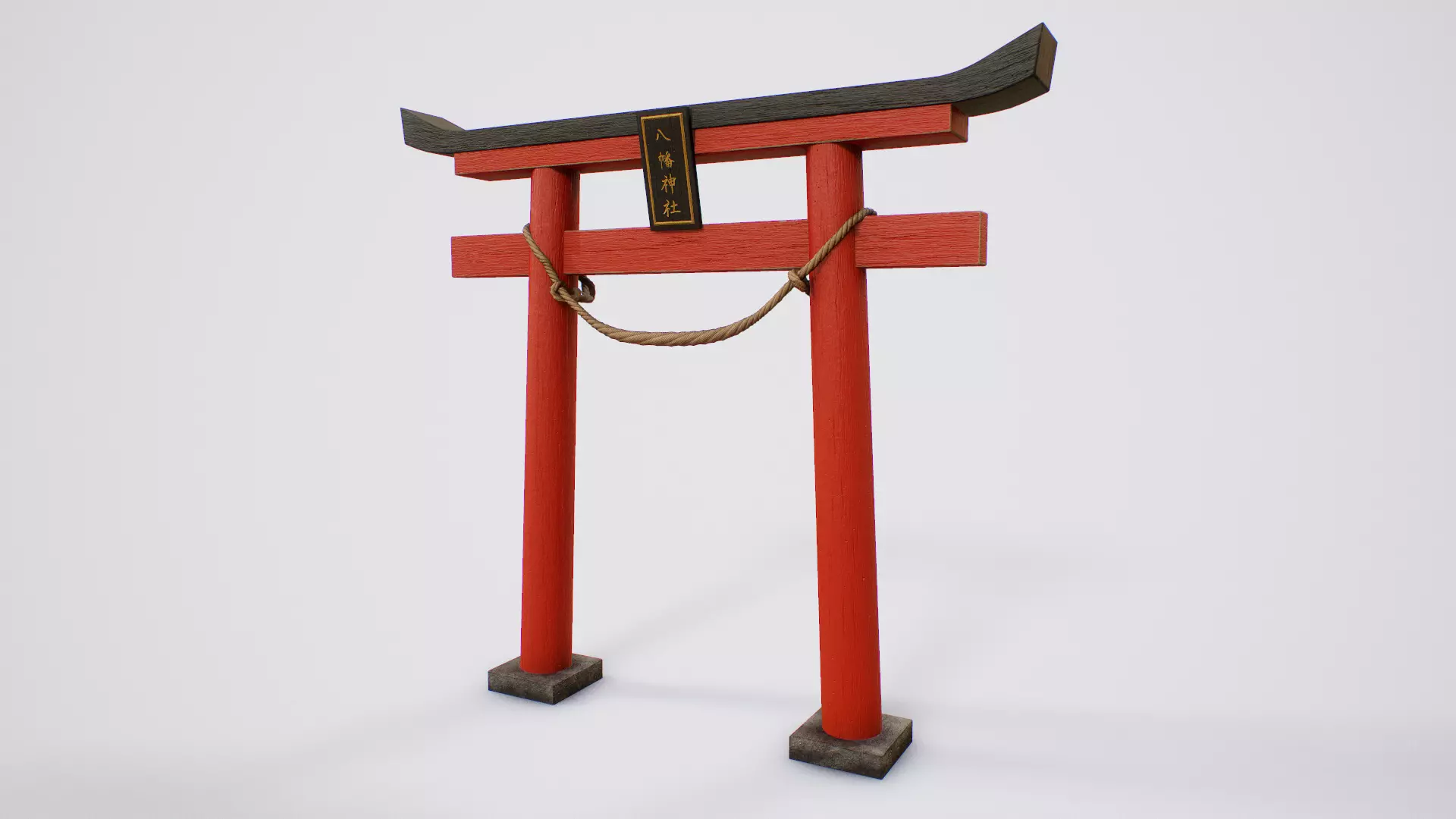 Japanese Hachiman Torii Gate - 5 Variants Low-poly 3D model_0