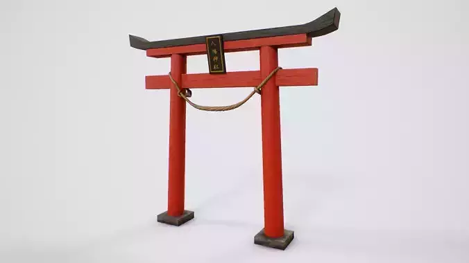 Japanese Hachiman Torii Gate - 5 Variants Low-poly 3D model