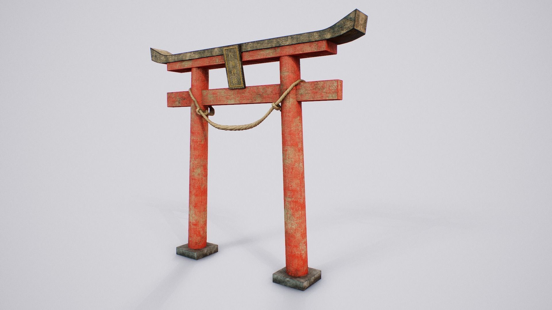Japanese Hachiman Torii Gate - 5 Variants Low-poly 3D model_3