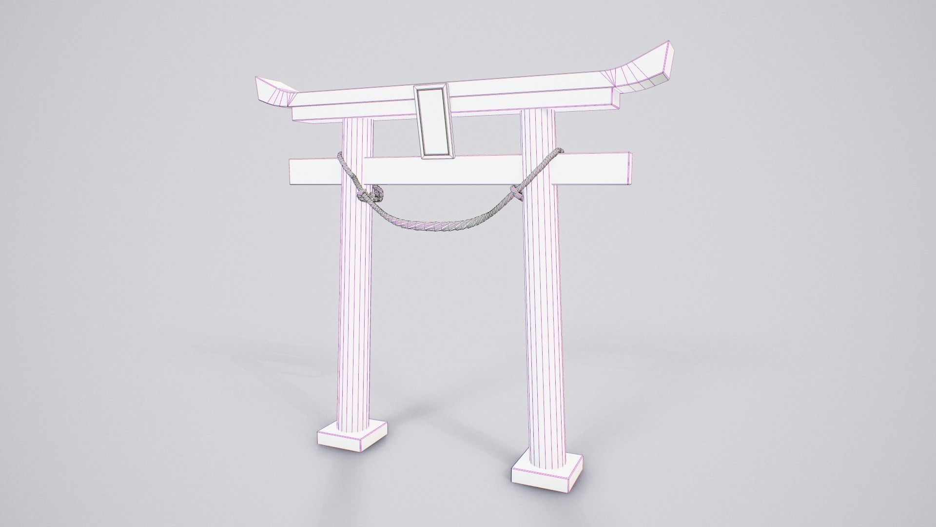 Japanese Hachiman Torii Gate - 5 Variants Low-poly 3D model_10