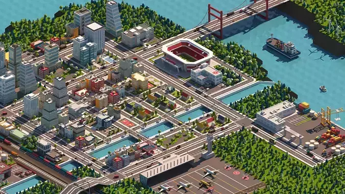 Cartoon City Pack Low-poly 3D model