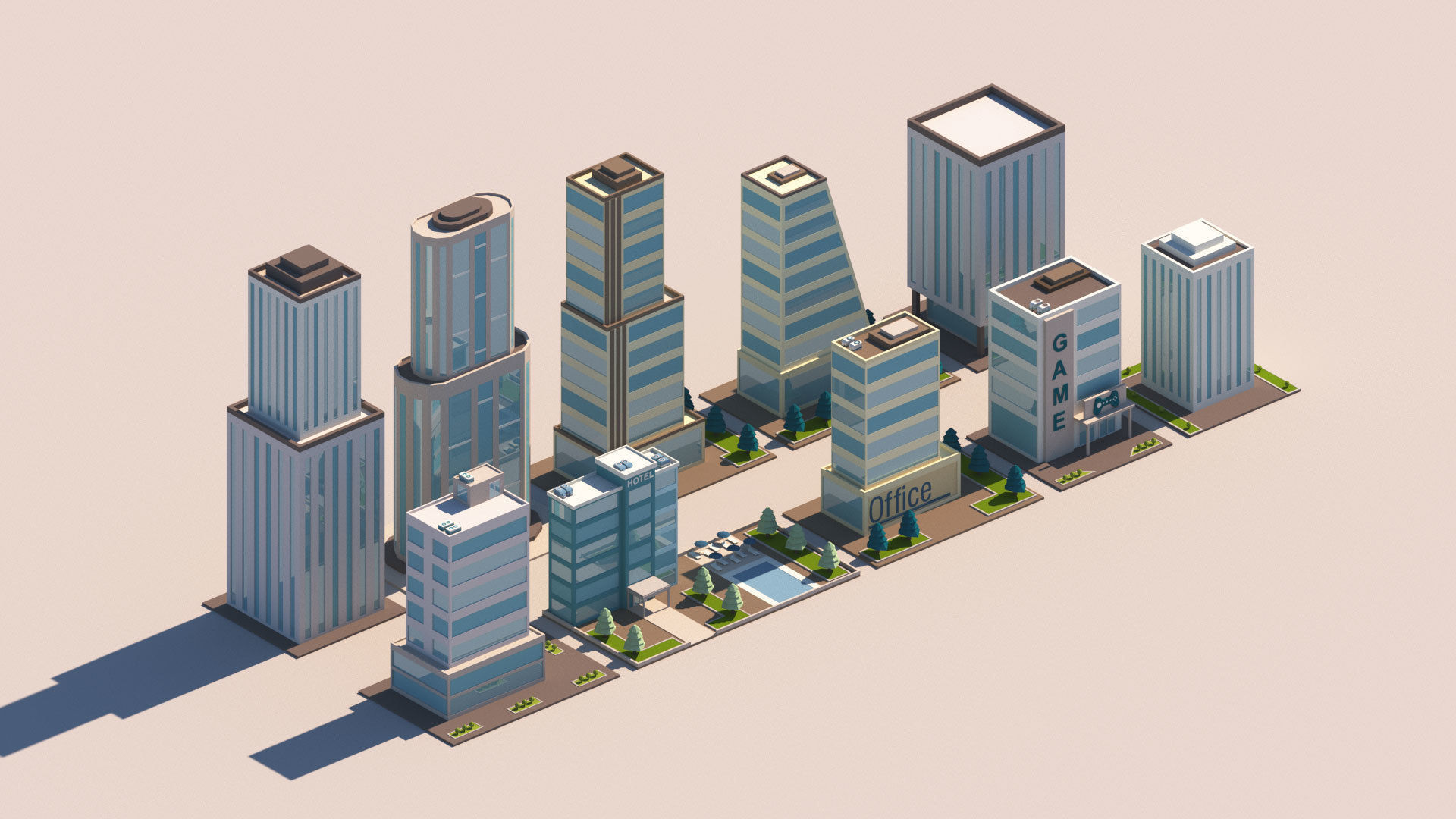 Cartoon City Pack Low-poly 3D model_36