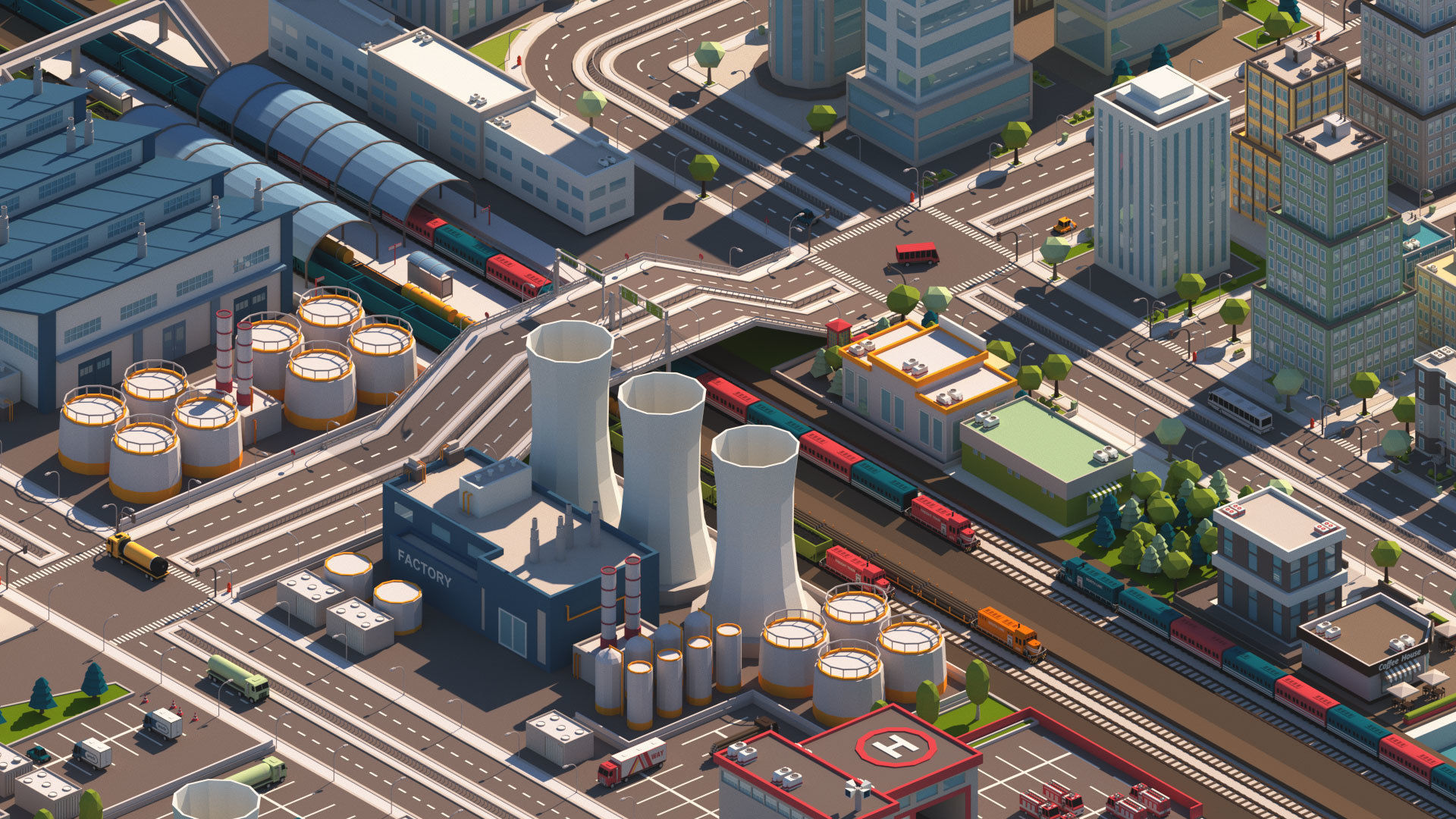 Cartoon City Pack Low-poly 3D model_4