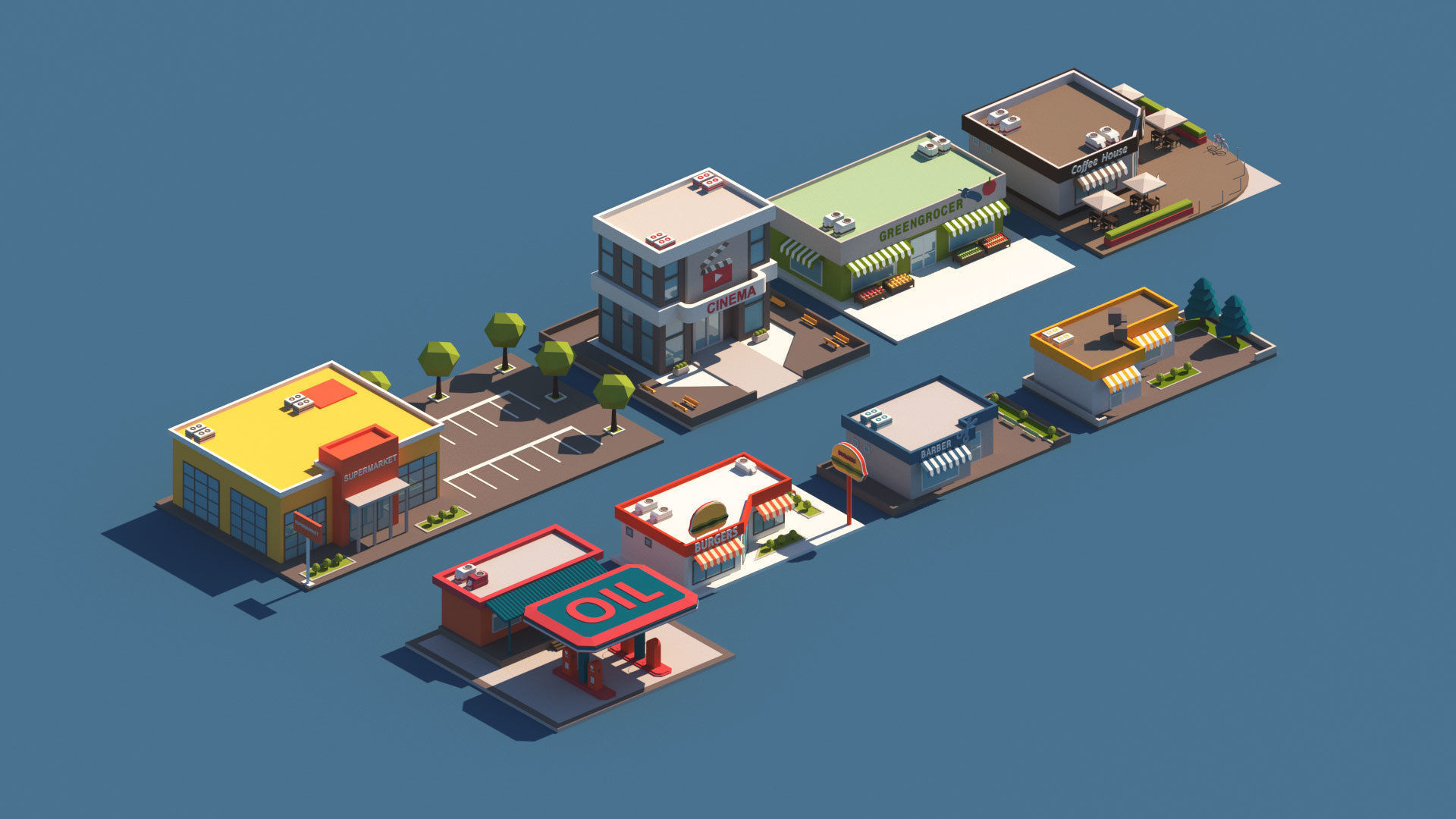 Cartoon City Pack Low-poly 3D model_8