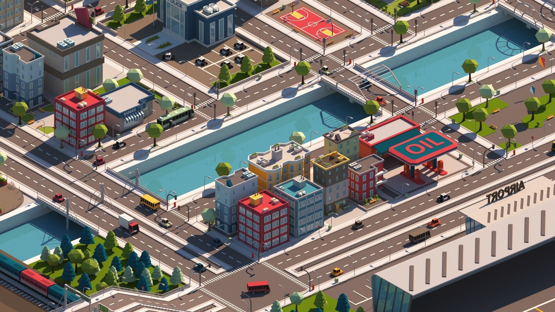 Cartoon City Pack Low-poly 3D model_3