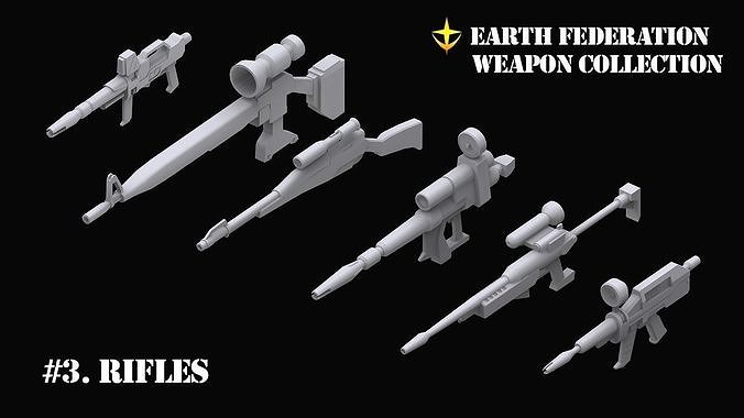 Gundam Earth Federation Rifles 3D model