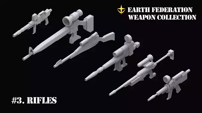 Gundam Earth Federation Rifles 3D model