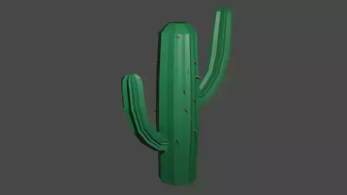 Green Cactus with Spines Low-poly 3D model