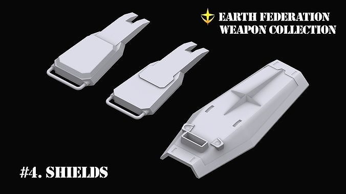  Gundam Earth Federation Shields 3D model