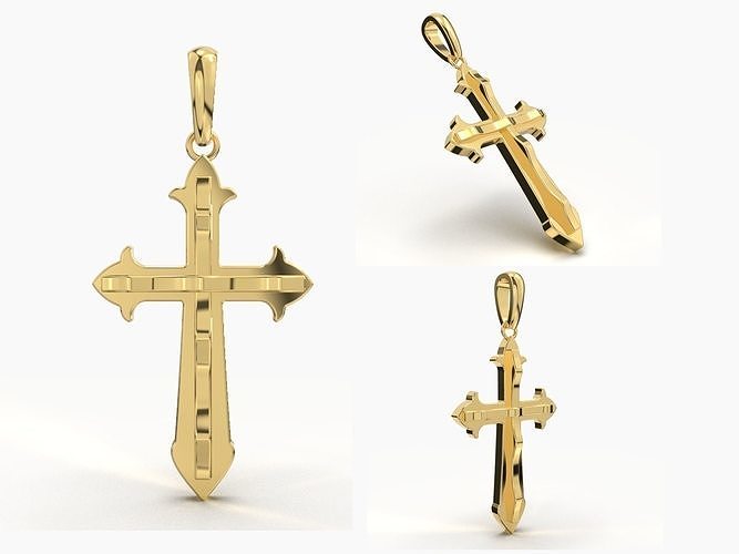 JESUS CROSS GOLD PENDANT 3D print model