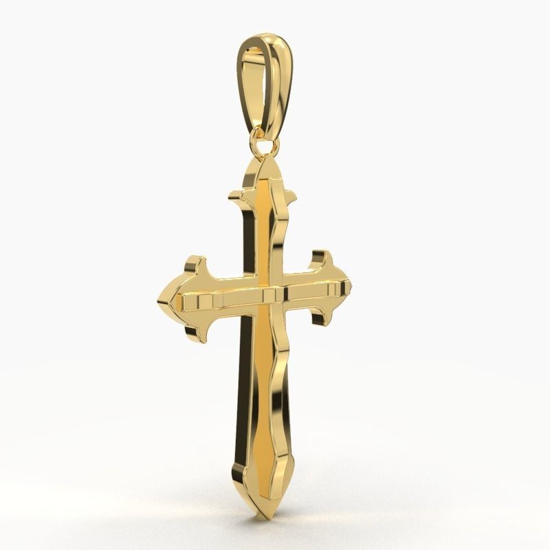 JESUS CROSS GOLD PENDANT 3D print model_4