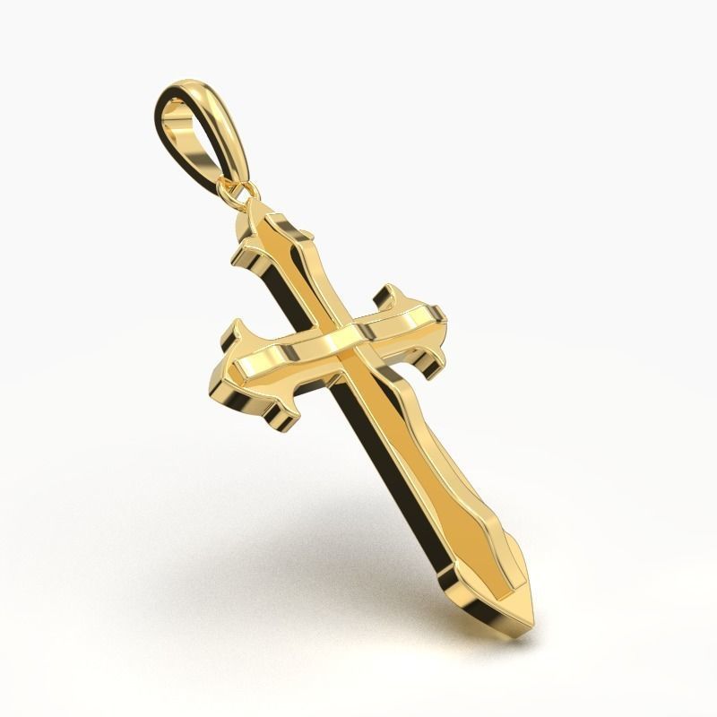 JESUS CROSS GOLD PENDANT 3D print model_5