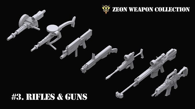 Gundam Zeon Rifles and Guns 3D model