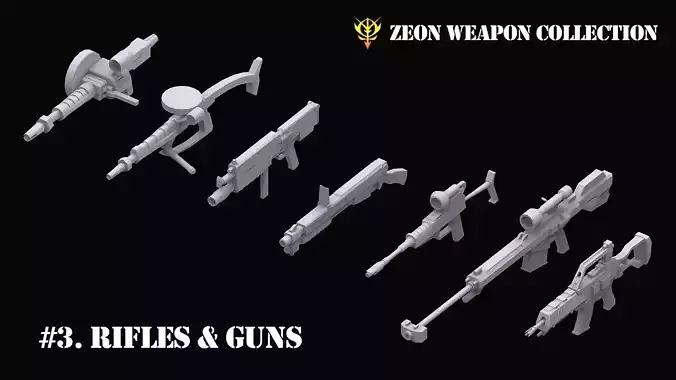 Gundam Zeon Rifles and Guns 3D model
