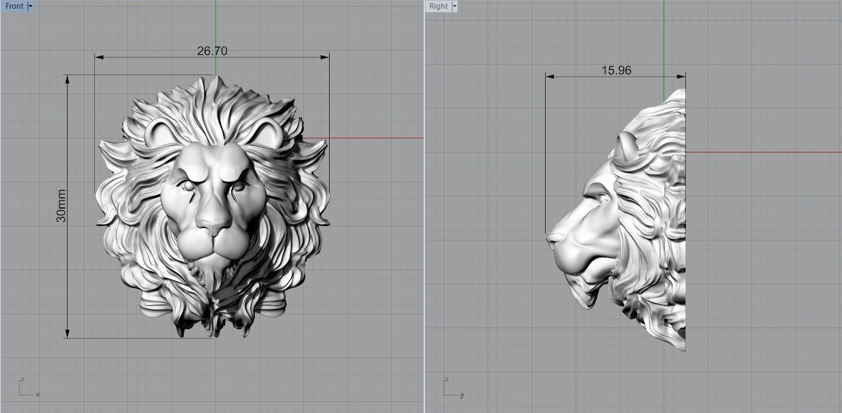 Lion head for pendant or wall 3D print model 3D print model_27