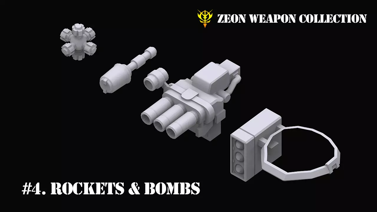Gundam Zeon Rockets and Bombs 3D model_0