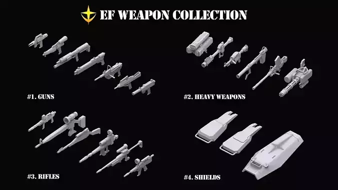 Gundam Earth Federation Weapon Collection 3D model