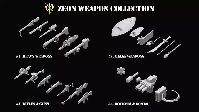 Gundam Zeon Weapon Collection 3D model