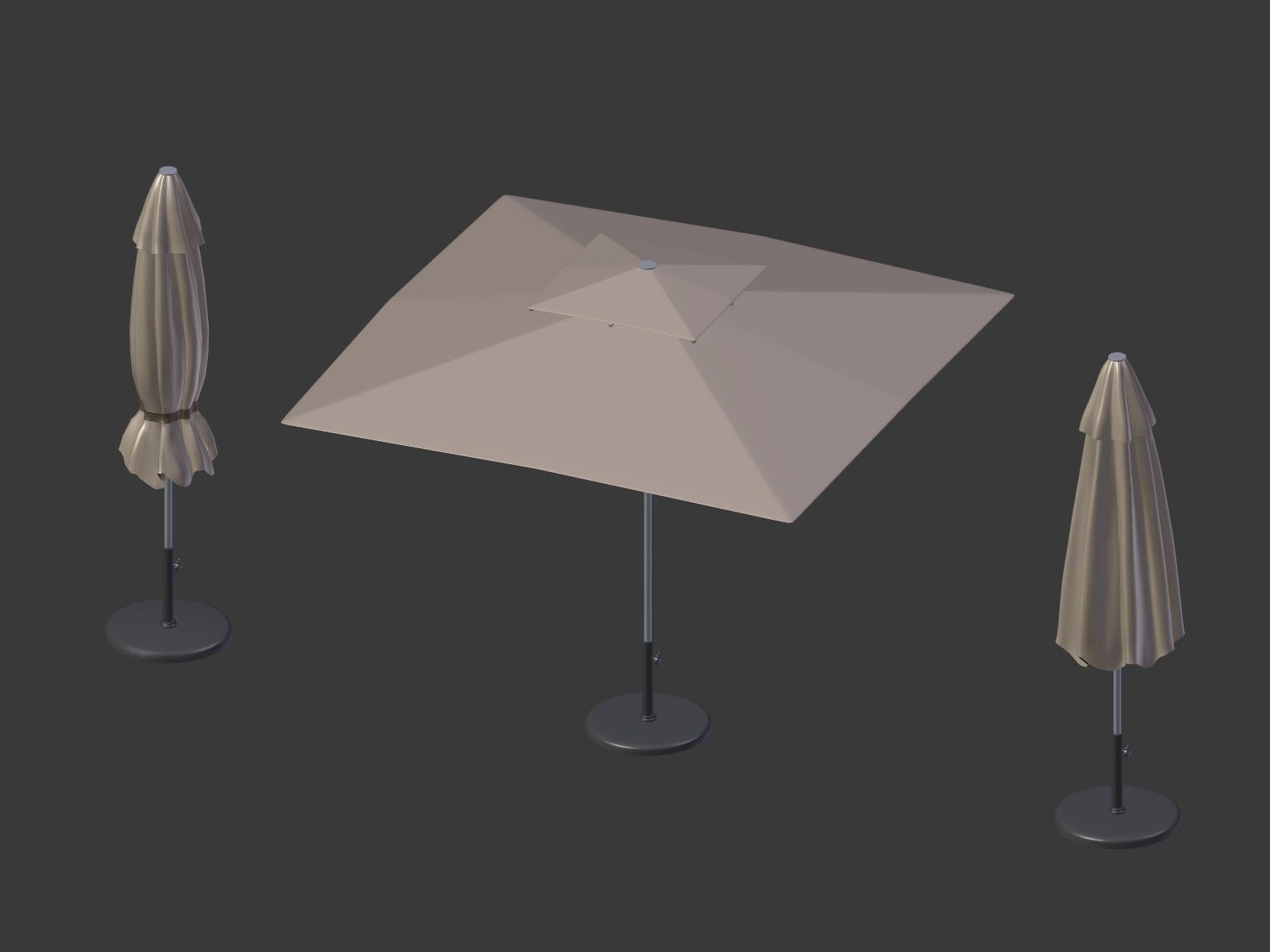 Patio Umbrella 4 Low-poly 3D model_2