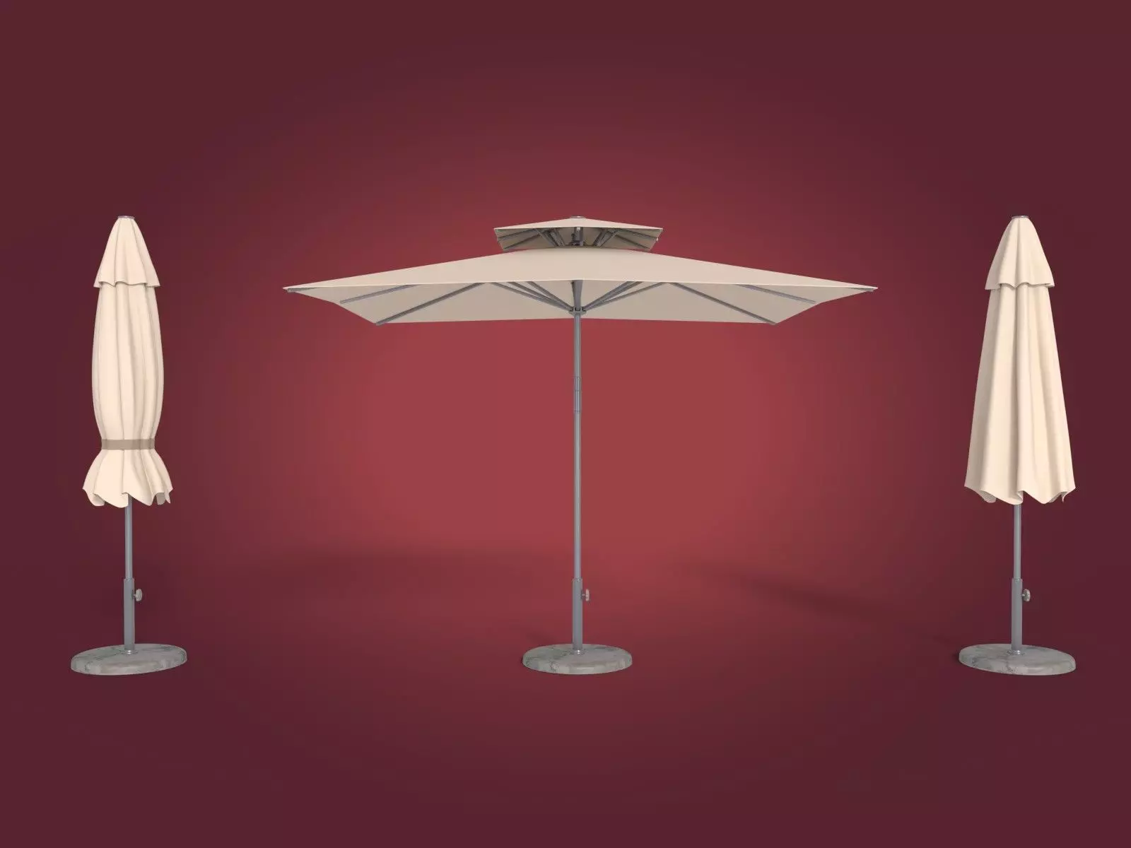 Patio Umbrella 4 Low-poly 3D model_0