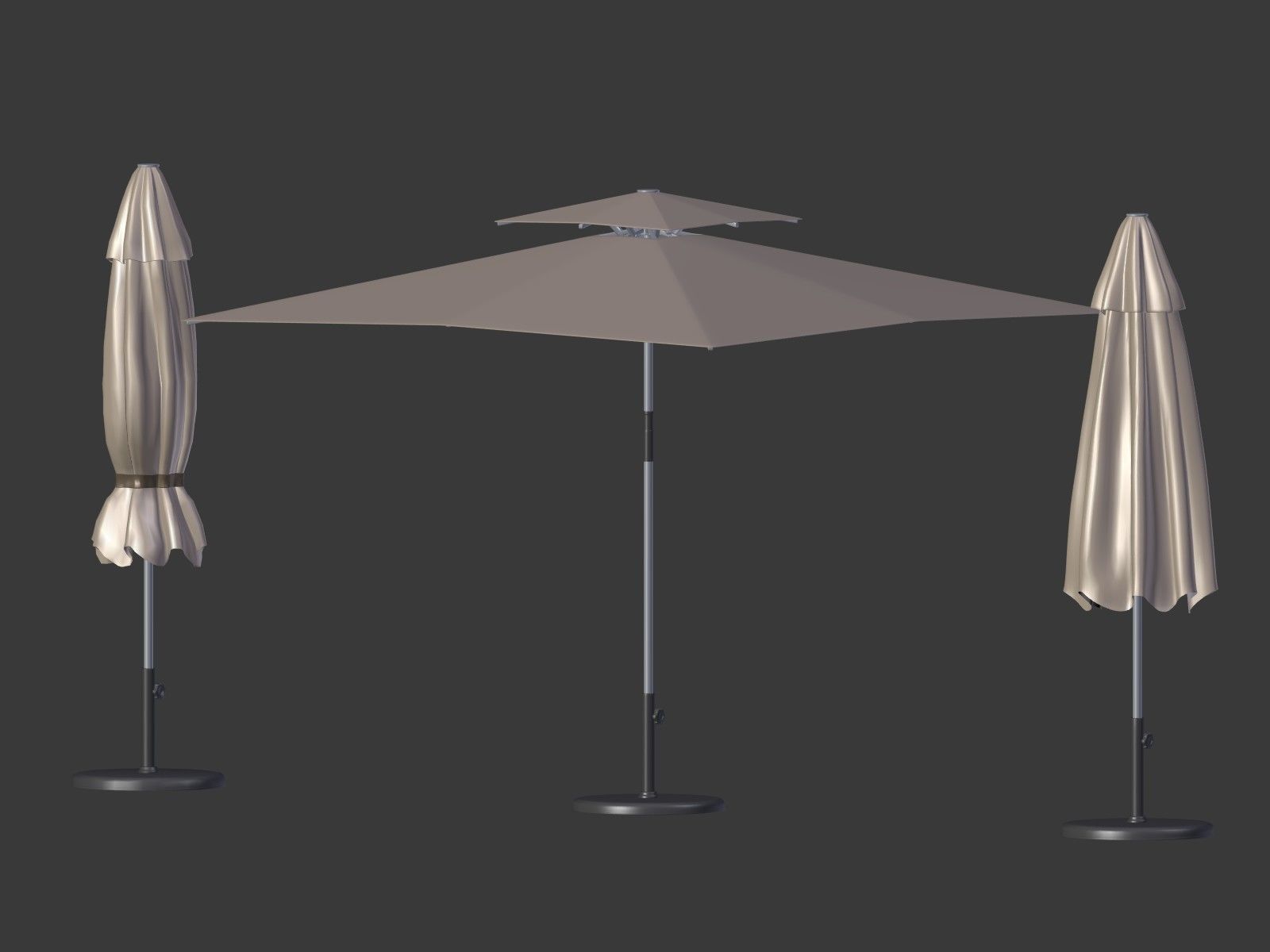 Patio Umbrella 4 Low-poly 3D model_3