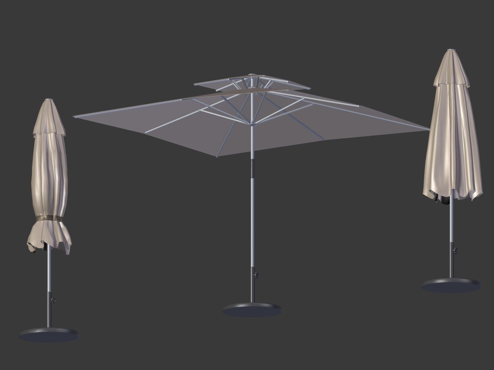 Patio Umbrella 4 Low-poly 3D model_5