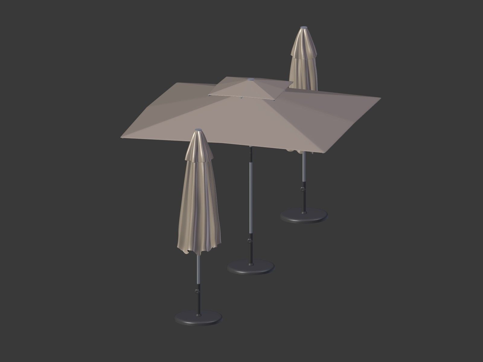 Patio Umbrella 4 Low-poly 3D model_6