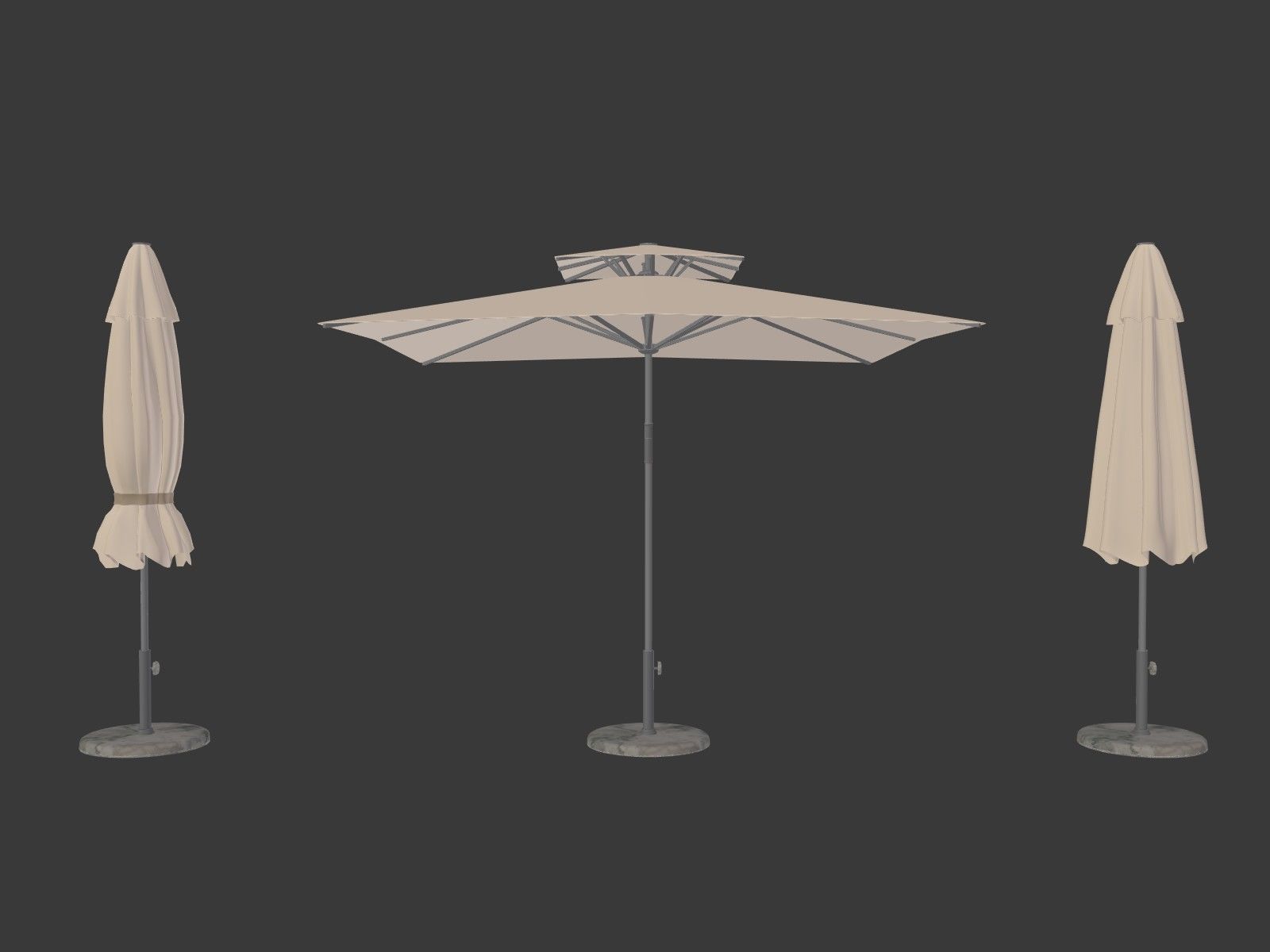 Patio Umbrella 4 Low-poly 3D model_1