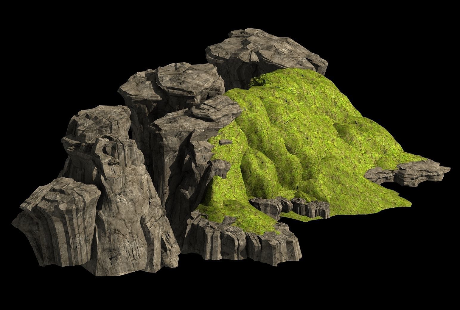 Grassland-Vegetation-Grass and Rock 07 3D model_1