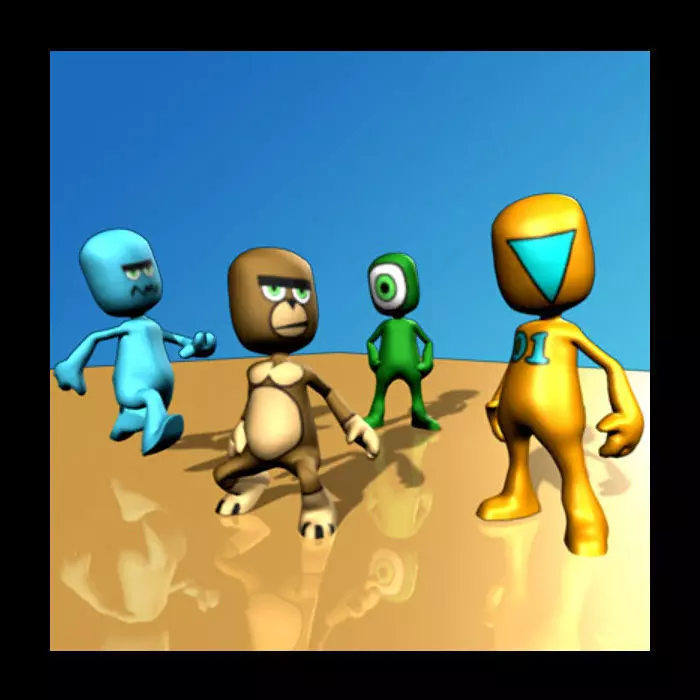 Pleb Action set Low-poly 3D model_0