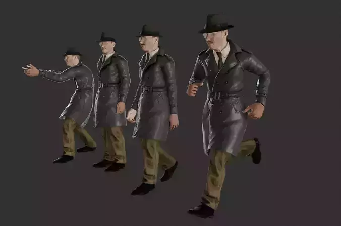Realistic Detective Officer character rigged 3d model LOW POLY  Low-poly 3D model