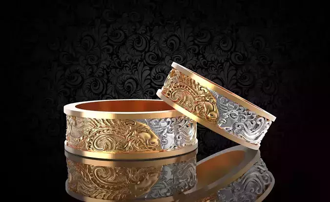 Wedding rings  Lion- Aquarius