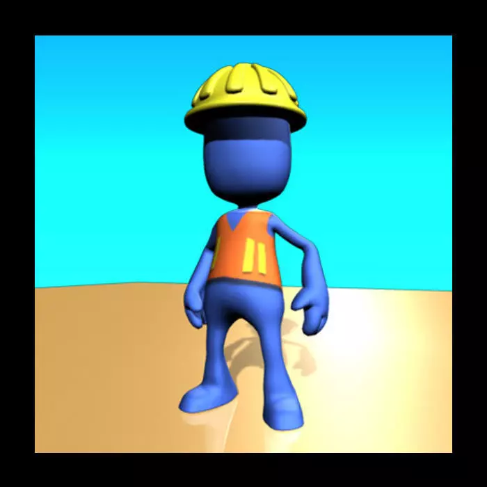 Construction worker pleb Low-poly 3D model_0