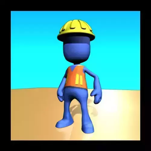 Construction worker pleb Low-poly 3D model