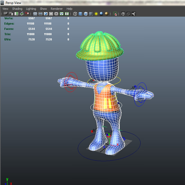 Construction worker pleb Low-poly 3D model_1