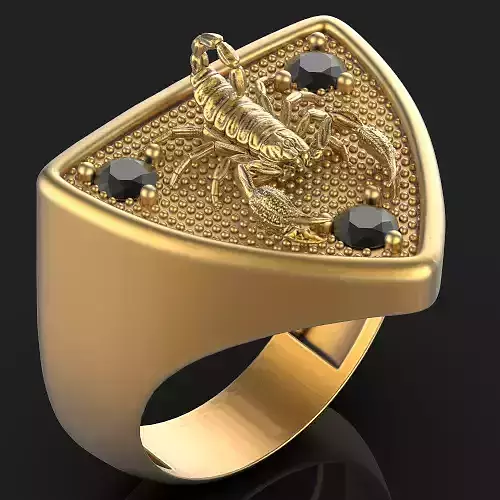 scorpion ring Silver Gold  Print