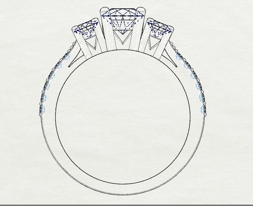Engagement ring 3 stones 3D print model_19