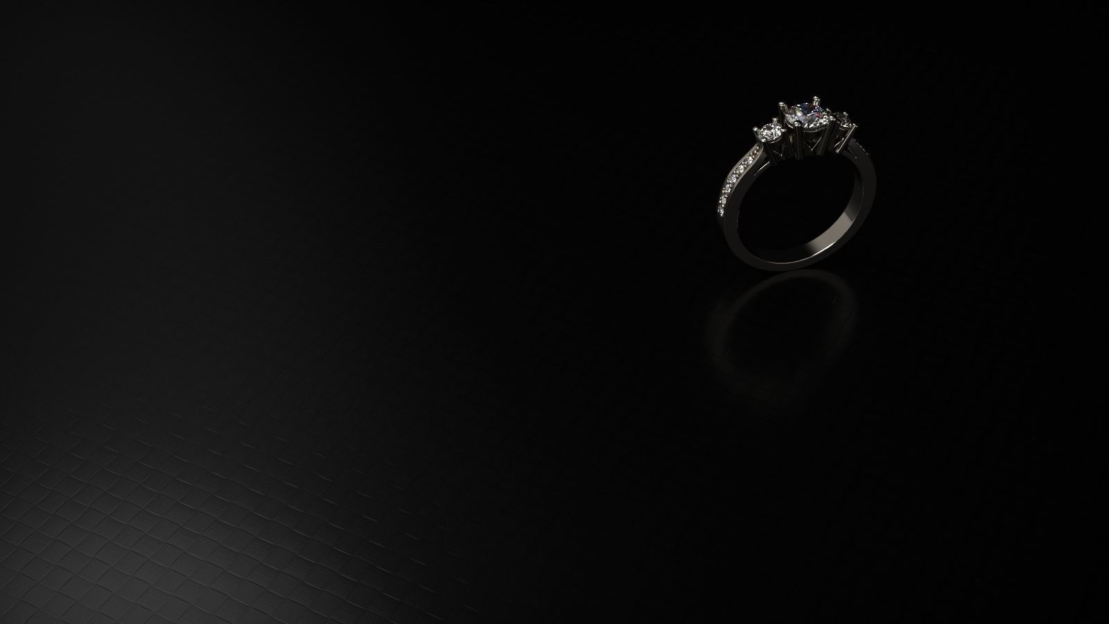 Engagement ring 3 stones 3D print model_16
