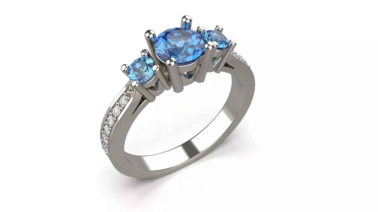 Engagement ring 3 stones 3D print model_0