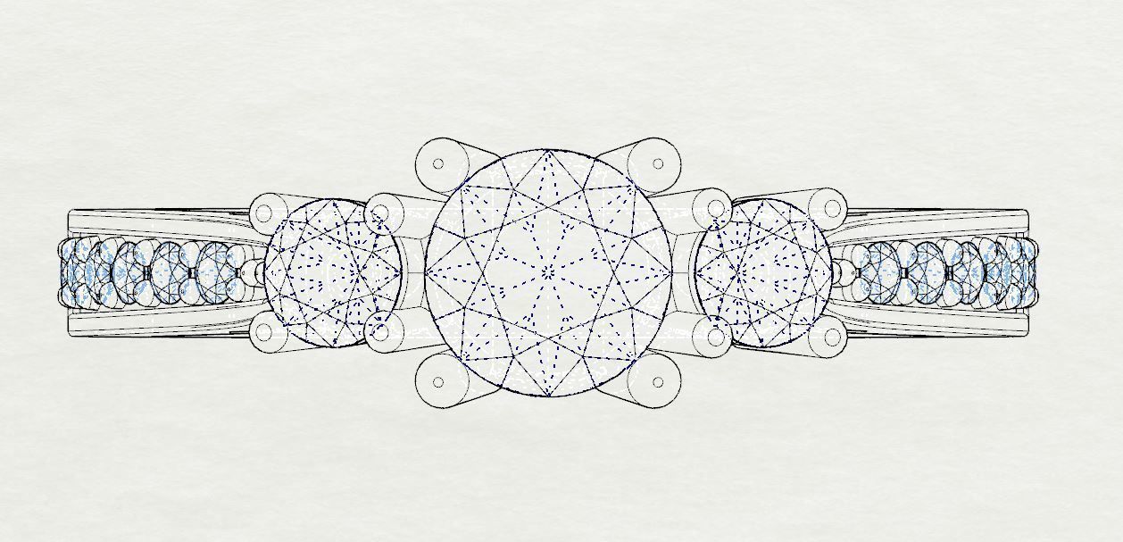 Engagement ring 3 stones 3D print model_18