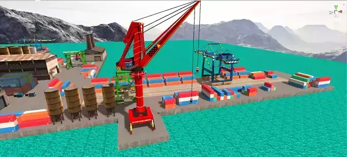 Container Cargo Yard Environment Set VR low-poly 3d model Game