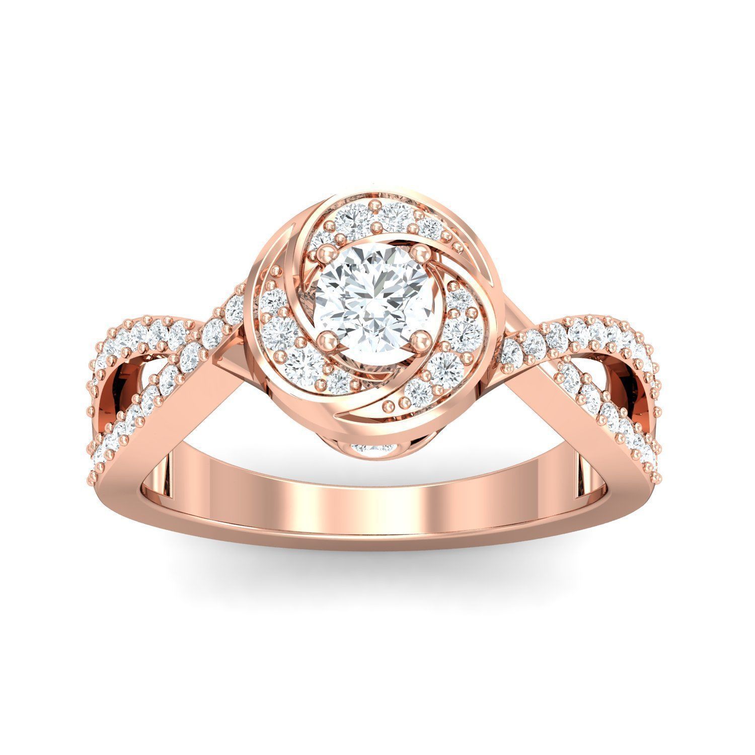 SWAZ15LR rose gold engagement ring with diamonds 3D print model_1