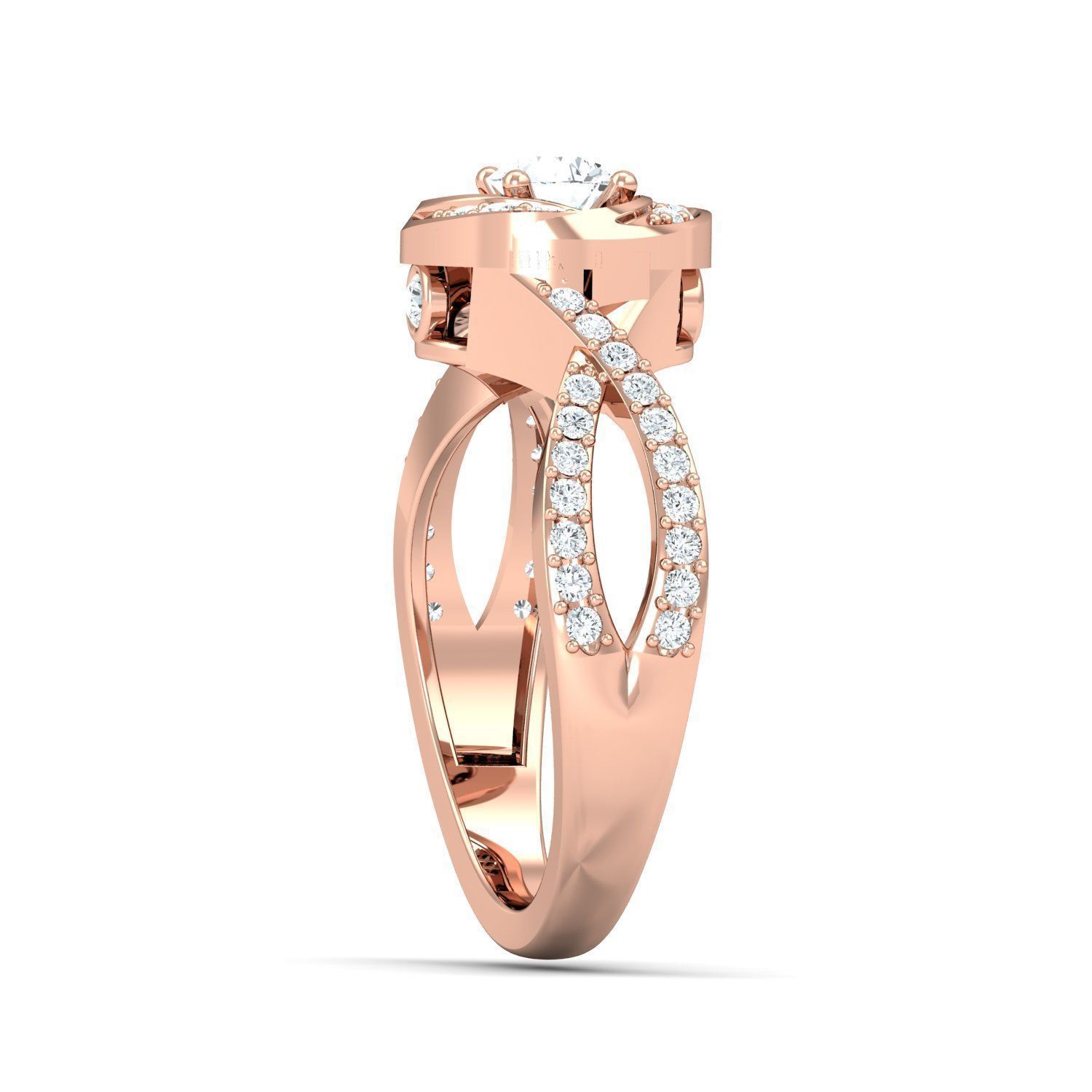 SWAZ15LR rose gold engagement ring with diamonds 3D print model_3
