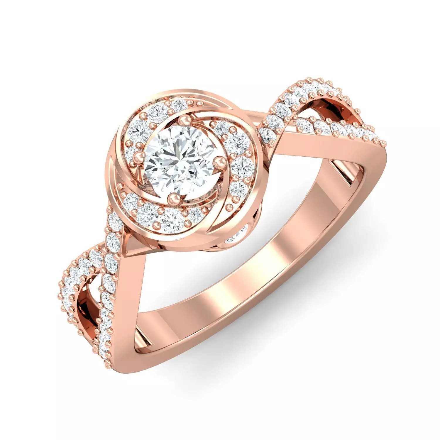 SWAZ15LR rose gold engagement ring with diamonds 3D print model_0