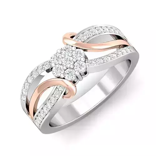 SWAZ07LR two tone and rose gold diamond ring
